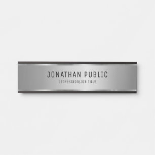 Elegant Glamorous Black And Silver Template Luxury Door Sign