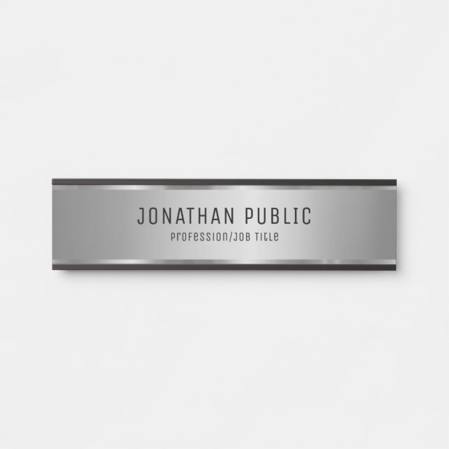Elegant Glamorous Black And Silver Template Luxury Door Sign (Front)