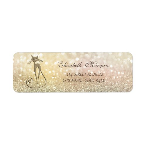 Elegant Glamorous Bokeh Cat Address Label