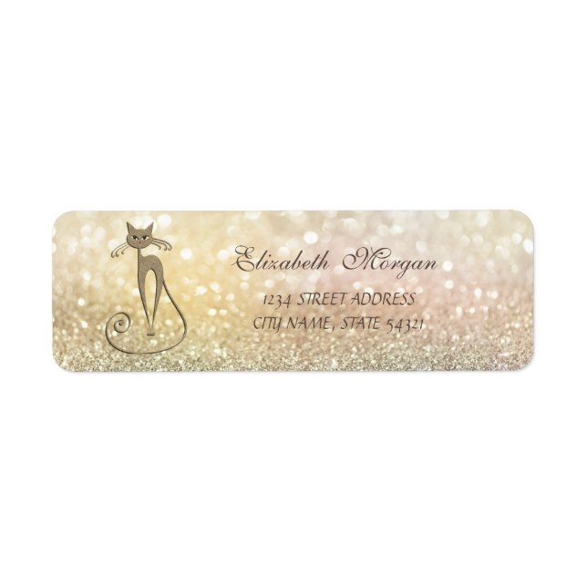 Elegant Glamorous Bokeh ,Cat Address Label (Front)