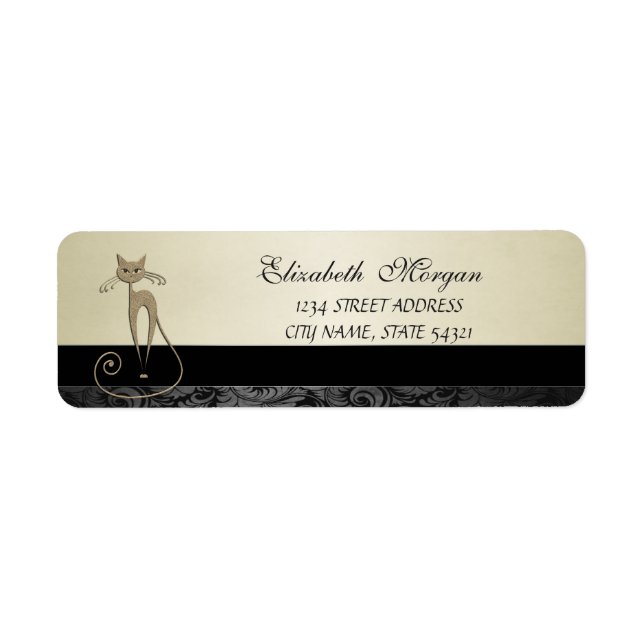 Elegant Glamorous  Cat  Address Label- Label (Front)