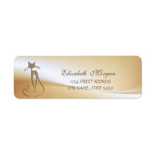 Elegant Glamorous  Cat  Address Label_ Label