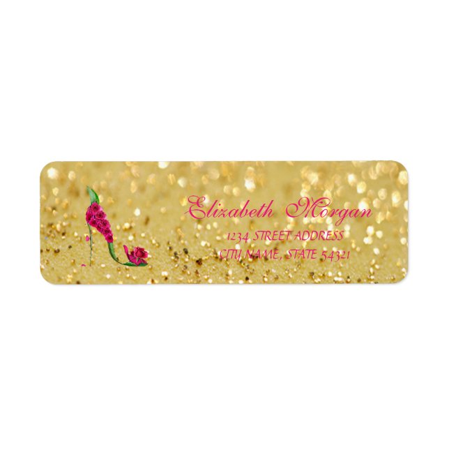 Elegant Glamorous Chic Glitter,Heel  Address Label (Front)