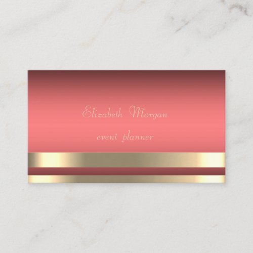 ElegantGlamorous Chic Stripes Coral Red Business Card