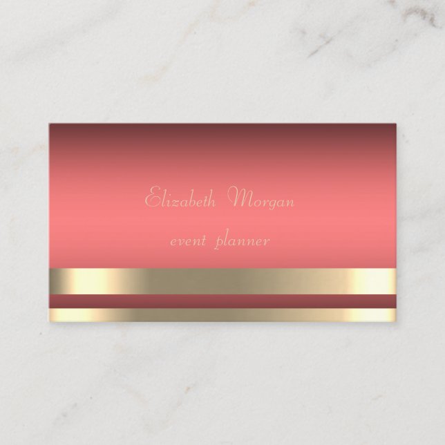 Elegant,Glamorous ,Chic ,Stripes ,Coral Red Business Card (Front)