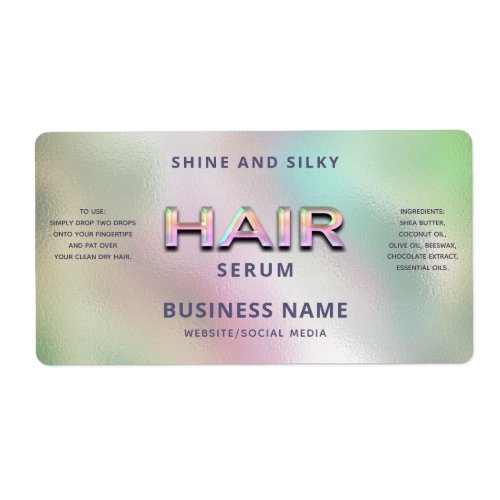 Elegant  glamorous colorful holographic HAIR serum Label