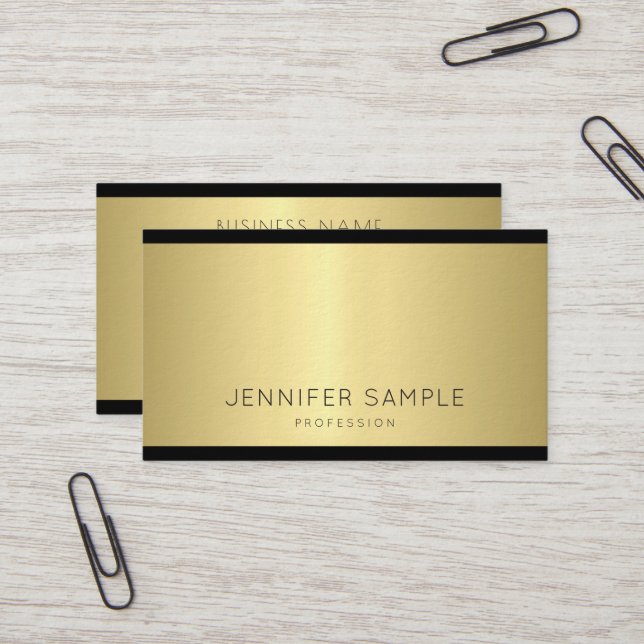 Elegant Glamorous Design Modern Gold Trendy Luxury Business Card (Front/Back In Situ)