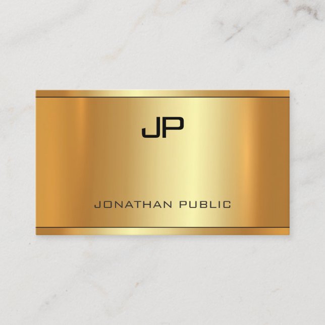 Elegant Glamorous Faux Gold Modern Luxury Template Business Card (Front)