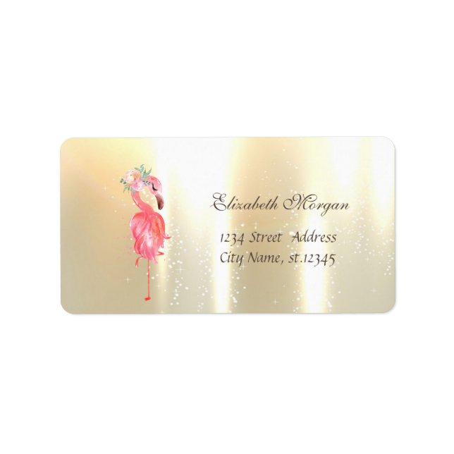 Elegant Glamorous Flamingos Flower Label (Front)
