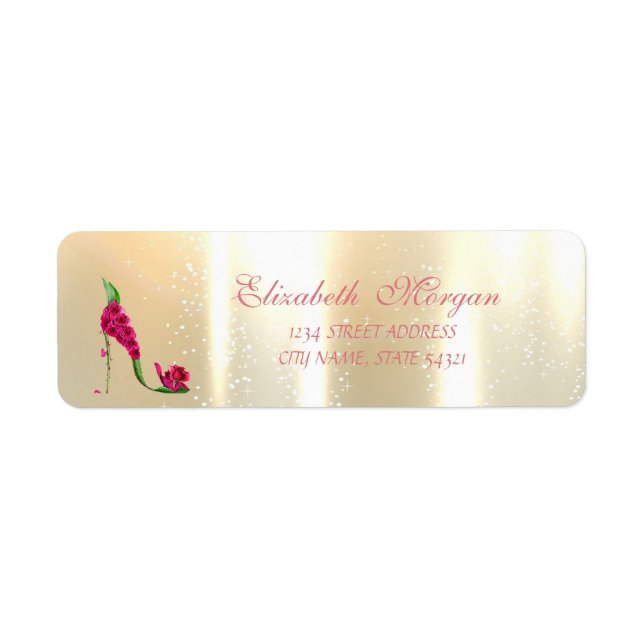 Elegant Glamorous , Floral Heels,Address Label (Front)
