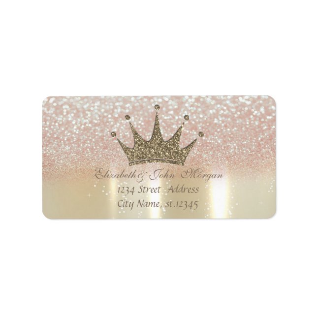 Elegant Glamorous,Glittery Tiara Princess,Bokeh Label (Front)