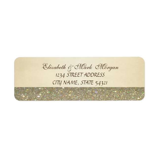 Elegant Glamorous Glittery Wedding Label (Front)