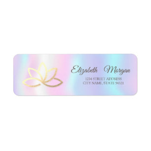 Elegant Glamorous Gold Lotus Holographic Label