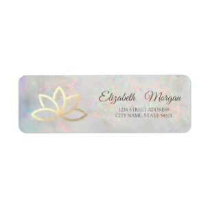 Elegant Glamorous Gold Lotus Holographic Opal Label