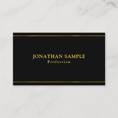 Elegant Glamorous Gold Stripes Black Modern Plain Business Card