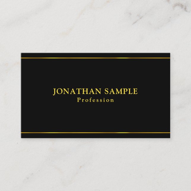 Elegant Glamorous Gold Stripes Black Modern Plain Business Card (Front)