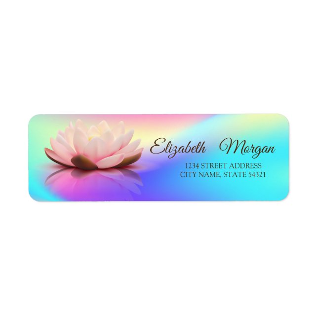 Elegant Glamorous  Lotus Colorful Holographic Label (Front)