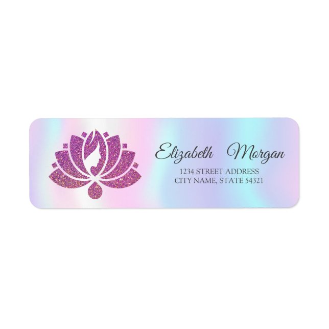 Elegant Glamorous  Lotus Girl Holographic  Label (Front)