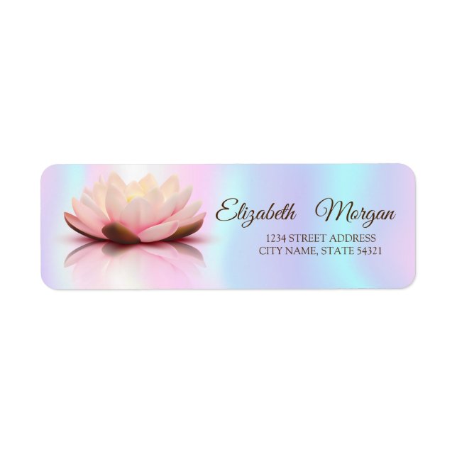 Elegant Glamorous  Lotus Holographic Address Label (Front)