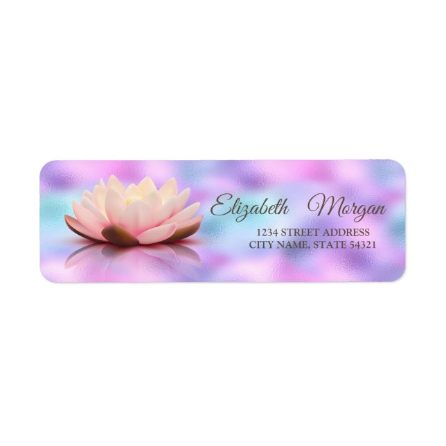 Elegant Glamorous  Lotus Holographic iridescent Label (Front)