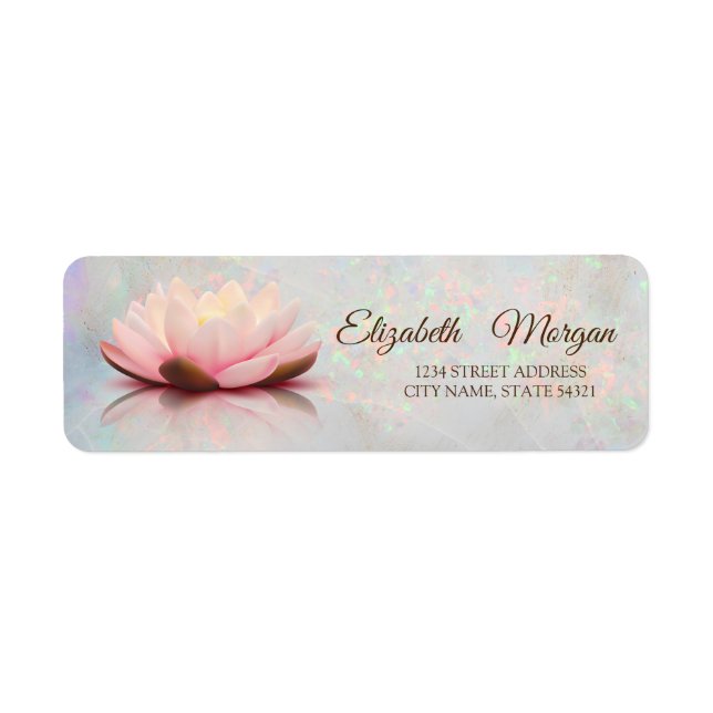 Elegant Glamorous  Lotus Opal Holographic Label (Front)