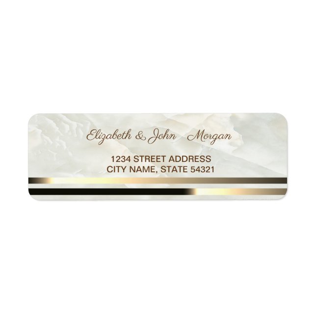 Elegant Glamorous Marble, Stripe  Address Label (Front)