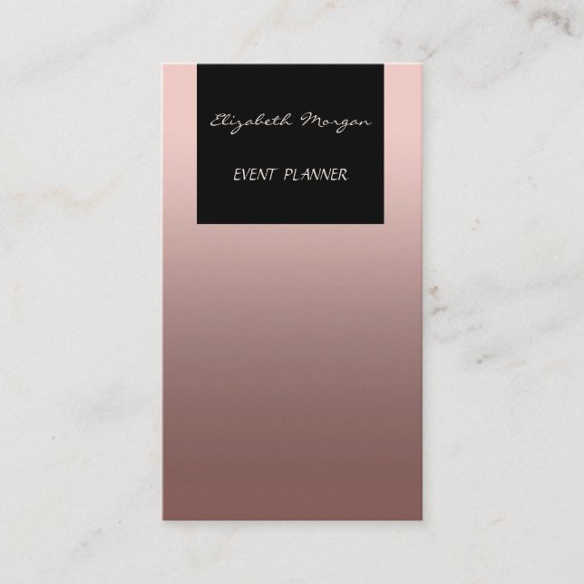 Elegant Glamorous Modern Chic,Rose  Gold,Black Business Card (Front)