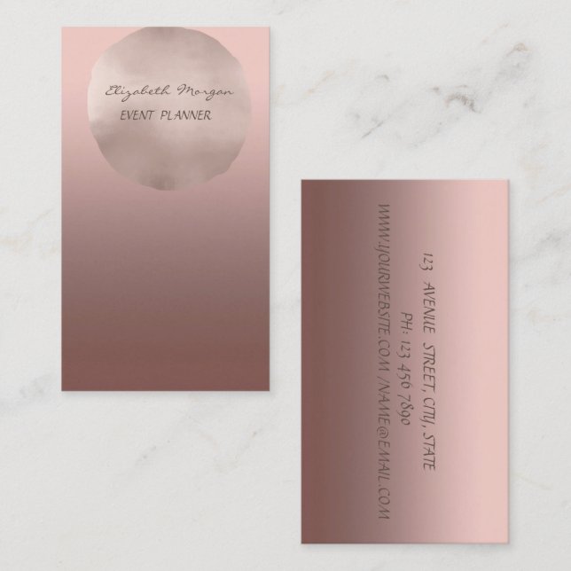 Elegant Glamorous Modern Chic,Rose Gold Circle Business Card (Front/Back)