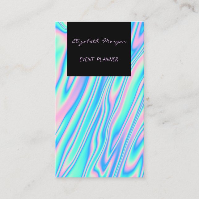 Elegant Glamorous Modern Cool Holographic Business Card (Front)