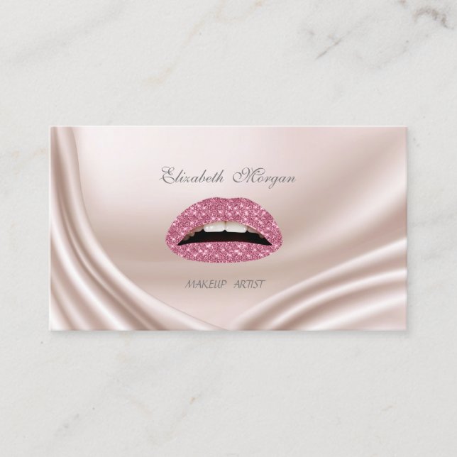 Elegant Glamorous Modern Glittery Lips Business Card (Front)