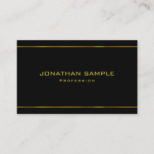 Elegant Glamorous Modern Gold Striped Black Plain Business Card