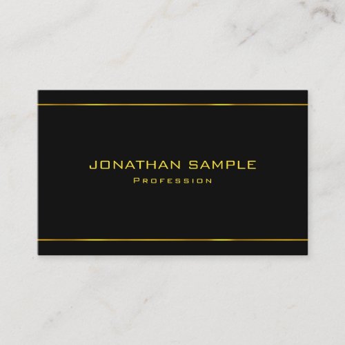 Elegant Glamorous Modern Gold Striped Black Plain Business Card