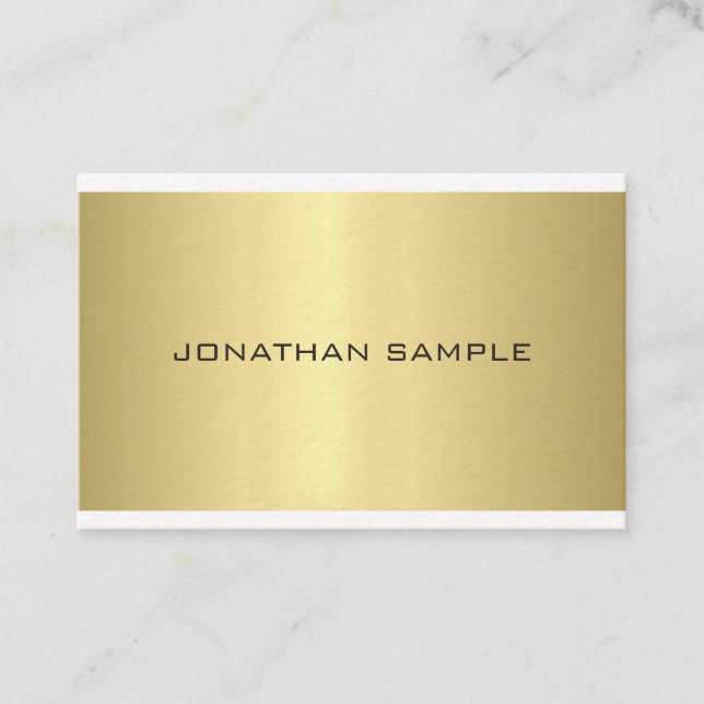 Elegant Glamorous Modern Plain Gold Luxury Trendy Business Card (Front)