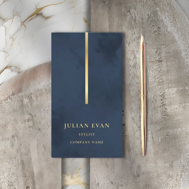 Elegant Glamorous Navy Blue Gold Business Card (Creator Uploaded)