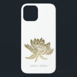 ELEGANT GLAMOROUS PALE GOLD FOIL WHITE LOTUS iPhone 12 CASE<br><div class="desc">If you need any further customisation or any other matching items,  please feel free to contact me at info@yellowfebstudio.com</div>