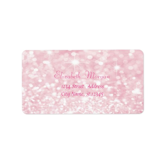 Elegant Glamorous Pink Glittery,Bokeh Label (Front)