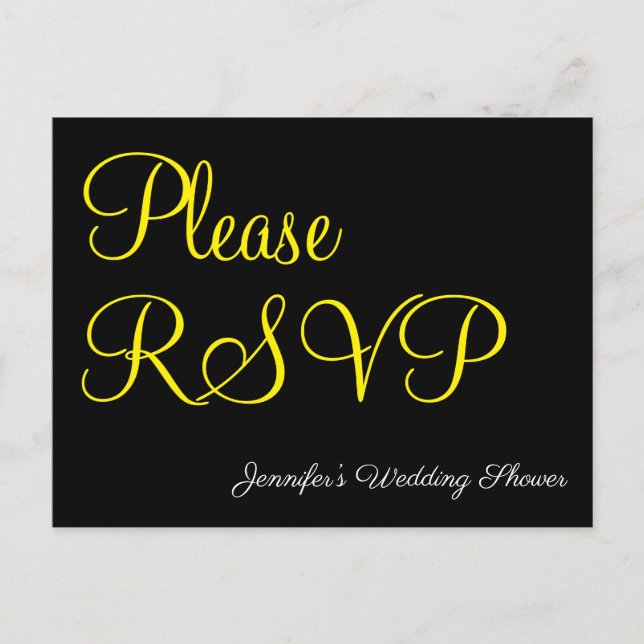 Elegant, Glamorous "Please RSVP" Postcard (Front)