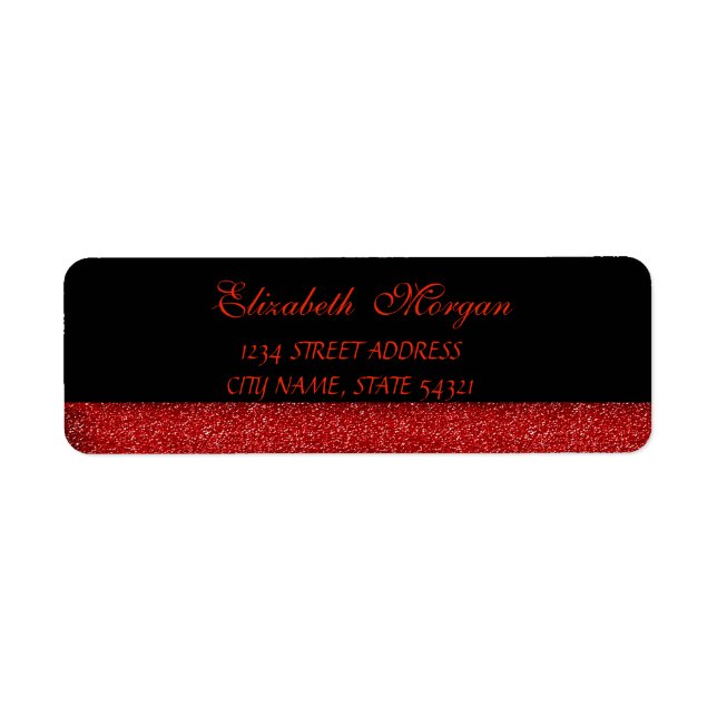 Elegant Glamorous Red  Glittery Address Label (Front)