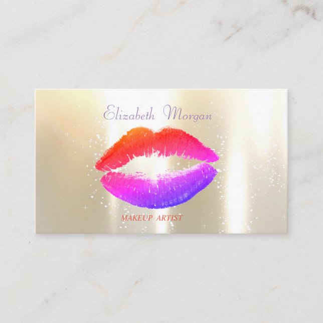 Elegant  Glamorous Shinny,   Faux Gold, Lips Business Card (Front)