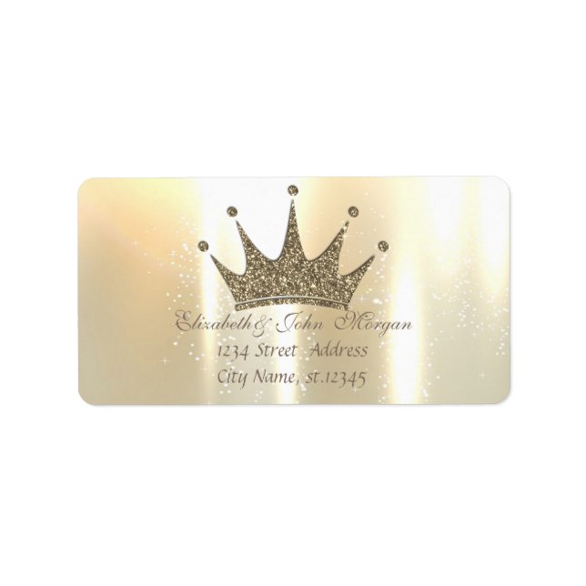 Elegant Glamorous Shiny ,Glittery Tiara Princess Label (Front)