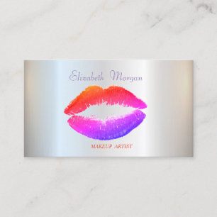 Elegant Glamorous Shiny, Silver, Lips Business Card