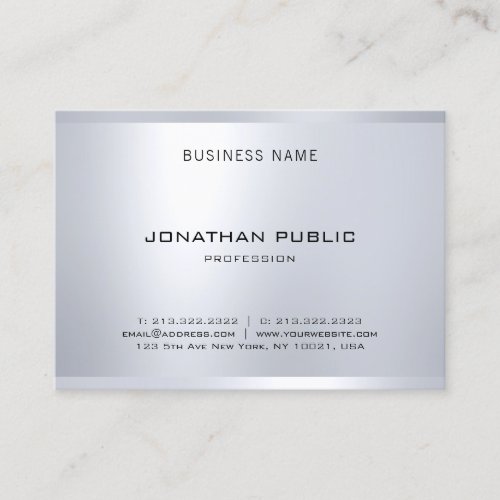 Elegant Glamorous Silver Look Modern Simple Plain Business Card