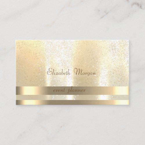 ElegantGlamorous Stripes Luminous Gold Confetti Business Card