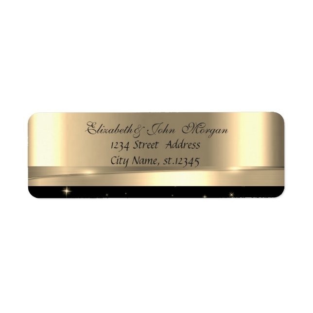 Elegant Glamorous  Stylish Gold  Black  Shiny Label (Front)