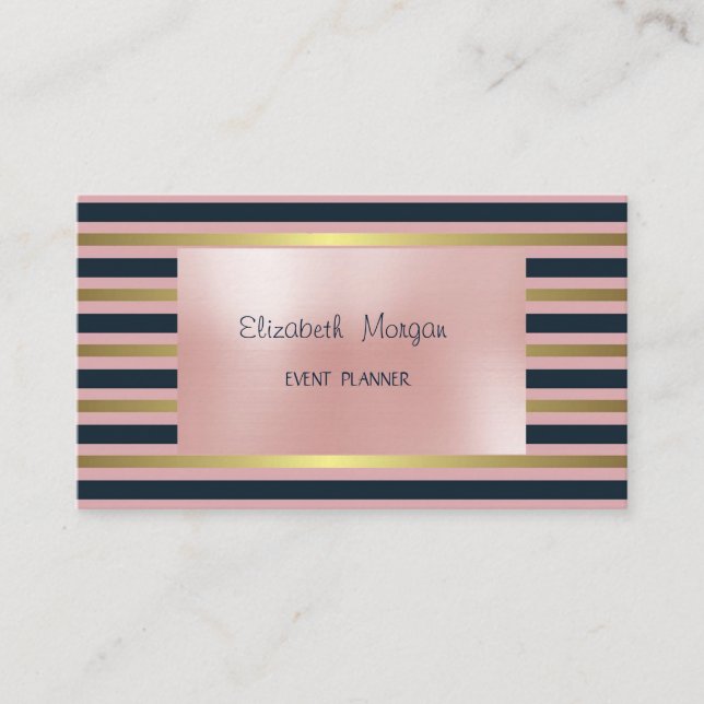 Elegant Glamorous Stylish,Striped Business Card (Front)
