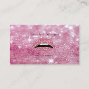 Elegant Glamorous  Trendy Glittery Bokeh Lips Business Card