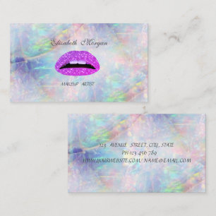 Elegant Glamorous Trendy Glittery Lips Opal Business Card