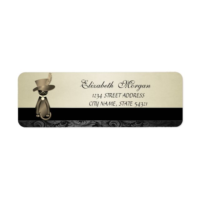 Elegant Glamorous Whimsical  Cat  Address Label- Label (Front)