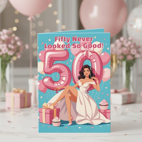 Elegant Glamorous Woman 50th Birthday Greeting
