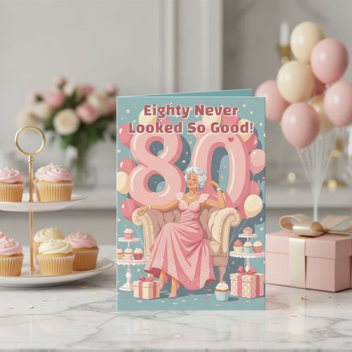 Elegant Glamorous Woman's 80th Birthday Greeting